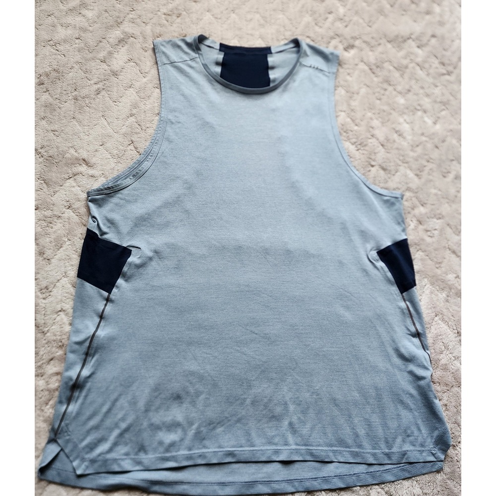 Lululemon Vent Tech Sleeveless Shirt Mens M/L Blue Navy Training Tank Top